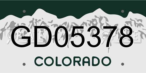 GD05378 Colorado License Plate