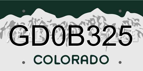 GD0B325 Colorado License Plate
