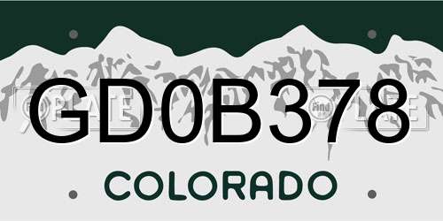 GD0B378 Colorado License Plate