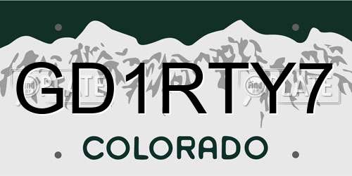 GD1RTY7 Colorado License Plate