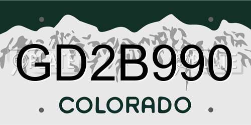 GD2B990 Colorado License Plate