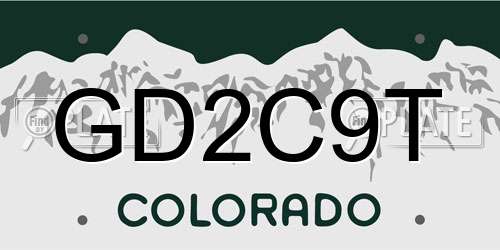GD2C9T Colorado License Plate