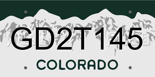 GD2T145 Colorado License Plate
