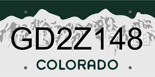 GD2Z148 Colorado License Plate