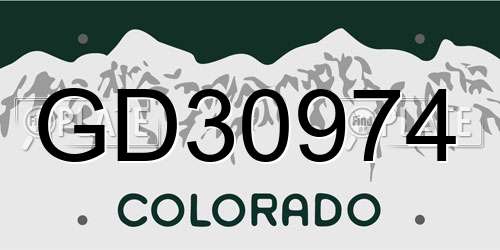 GD30974 Colorado License Plate