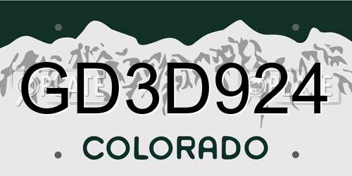 GD3D924 Colorado License Plate