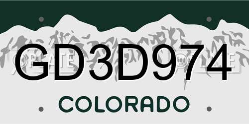 GD3D974 Colorado License Plate