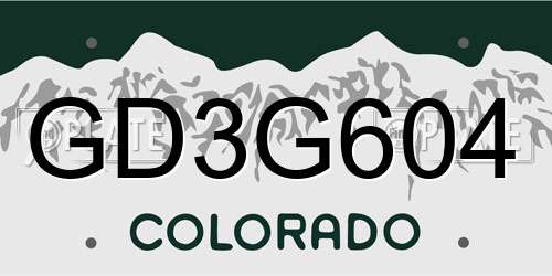 GD3G604 Colorado License Plate