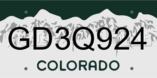 GD3Q924 Colorado License Plate
