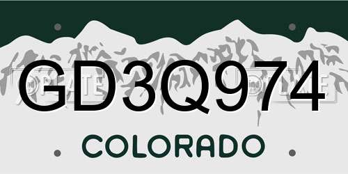 GD3Q974 Colorado License Plate