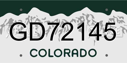 GD72145 Colorado License Plate