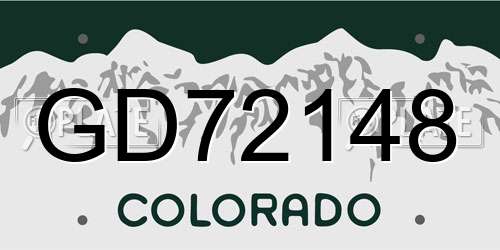 GD72148 Colorado License Plate