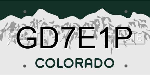 GD7E1P Colorado License Plate