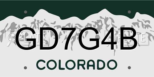 GD7G4B Colorado License Plate