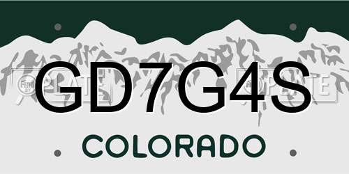 GD7G4S Colorado License Plate