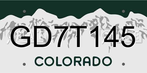 GD7T145 Colorado License Plate