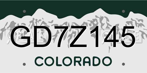 GD7Z145 Colorado License Plate