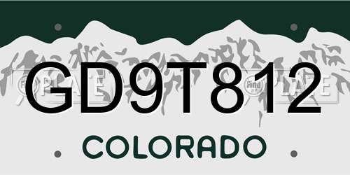 GD9T812 Colorado License Plate