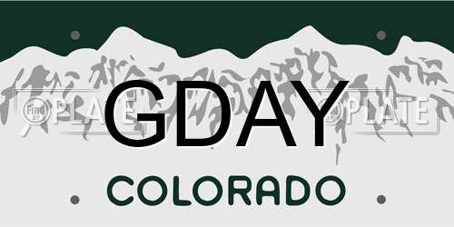 GDAY Colorado License Plate