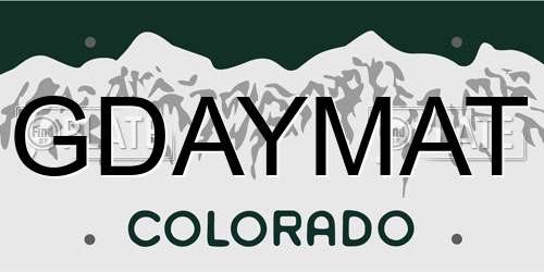 GDAYMAT Colorado License Plate