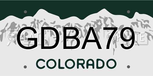 GDBA79 Colorado License Plate