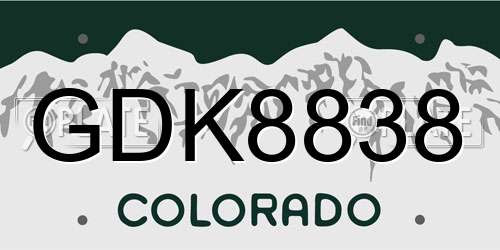 GDK8838 Colorado License Plate