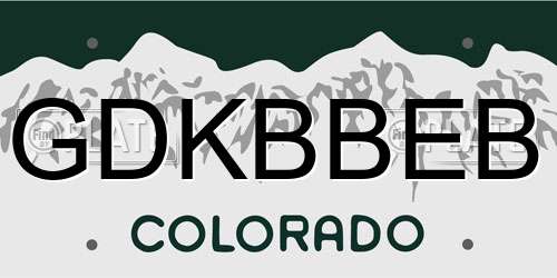GDKBBEB Colorado License Plate
