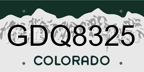 GDQ8325 Colorado License Plate