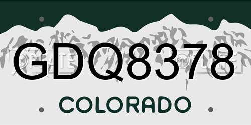 GDQ8378 Colorado License Plate