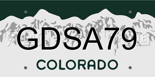 GDSA79 Colorado License Plate