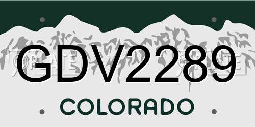 GDV2289 Colorado License Plate