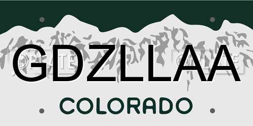 GDZLLAA Colorado License Plate