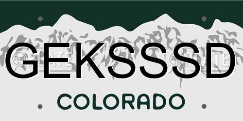 GEKSSSD Colorado License Plate