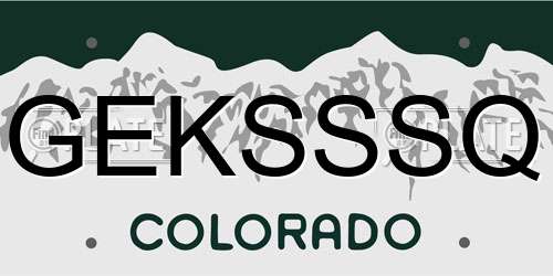 GEKSSSQ Colorado License Plate