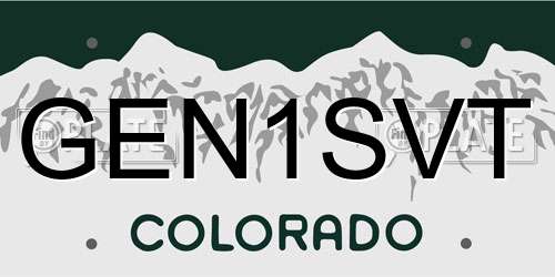 GEN1SVT Colorado License Plate