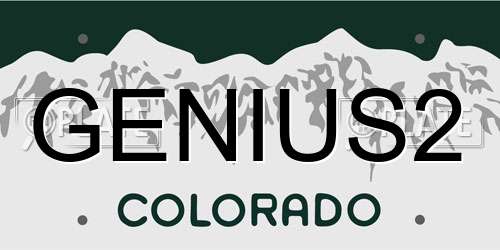 GENIUS2 Colorado License Plate