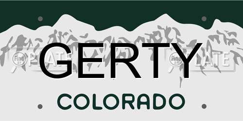 GERTY Colorado License Plate