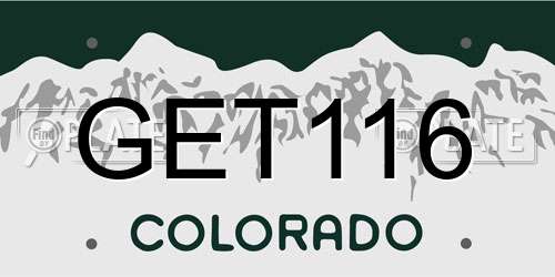 GET116 Colorado License Plate