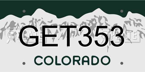 GET353 Colorado License Plate