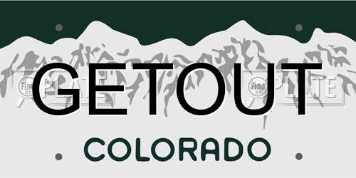 GETOUT Colorado License Plate