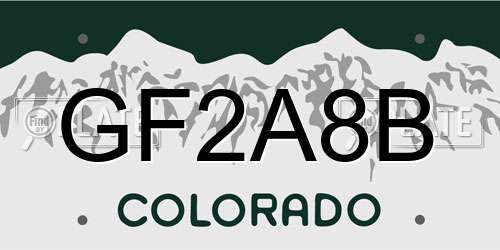 GF2A8B Colorado License Plate