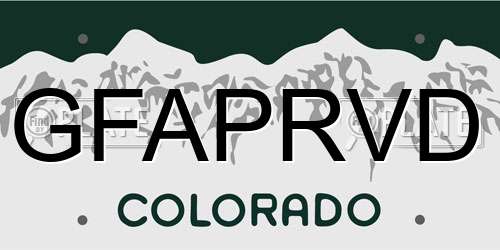 GFAPRVD Colorado License Plate