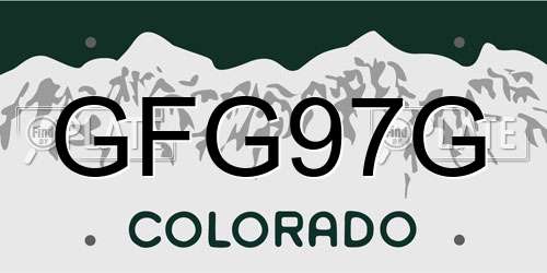 GFG97G Colorado License Plate