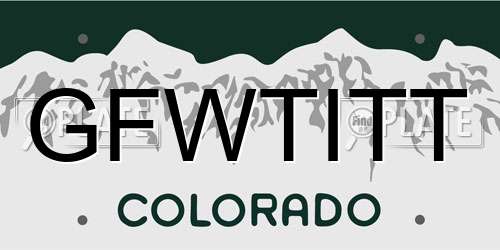 GFWTITT Colorado License Plate