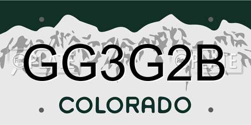 GG3G2B Colorado License Plate