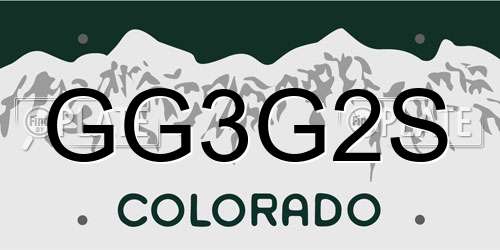 GG3G2S Colorado License Plate