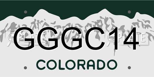 GGGC14 Colorado License Plate