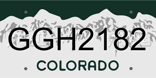 GGH2182 Colorado License Plate