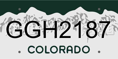 GGH2187 Colorado License Plate