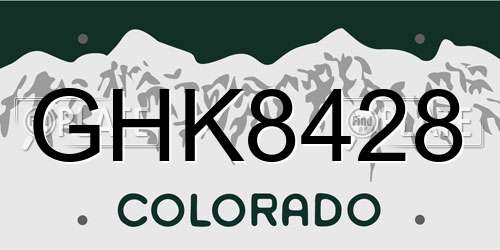 GHK8428 Colorado License Plate
